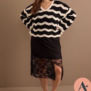 NEW Arula Black and White Wavy Striped Sweater Plus Size 2X NWT